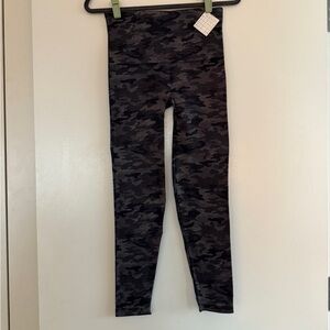 SPANX Black and Gray Camouflage Leggings with Wide Waistband